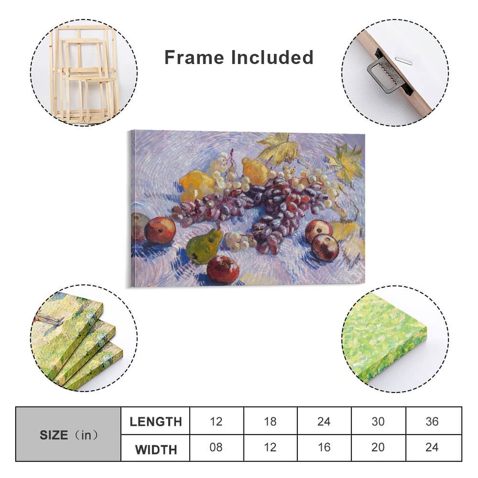 額装ゴッホ(VAN GOGH) 『マルメロ、レモン、梨、葡萄』の手書きの複製